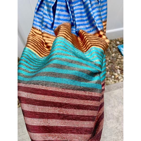 House Of Holland Tequila Skirt Women's 10 US 14UK Metallic Stripes High Waist - Picture 6 of 8